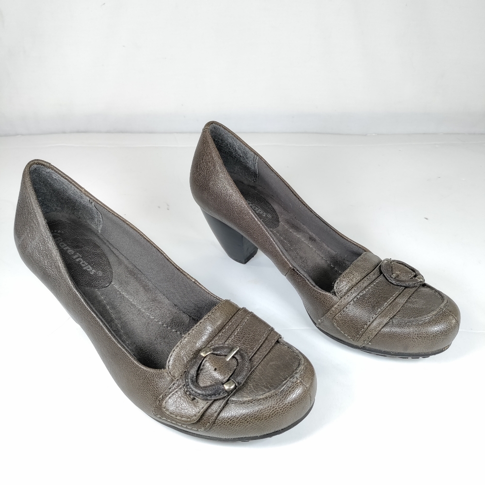 BareTraps Slip On Heeled Shoes Womens 6.5 Brown Casual Dress Heels